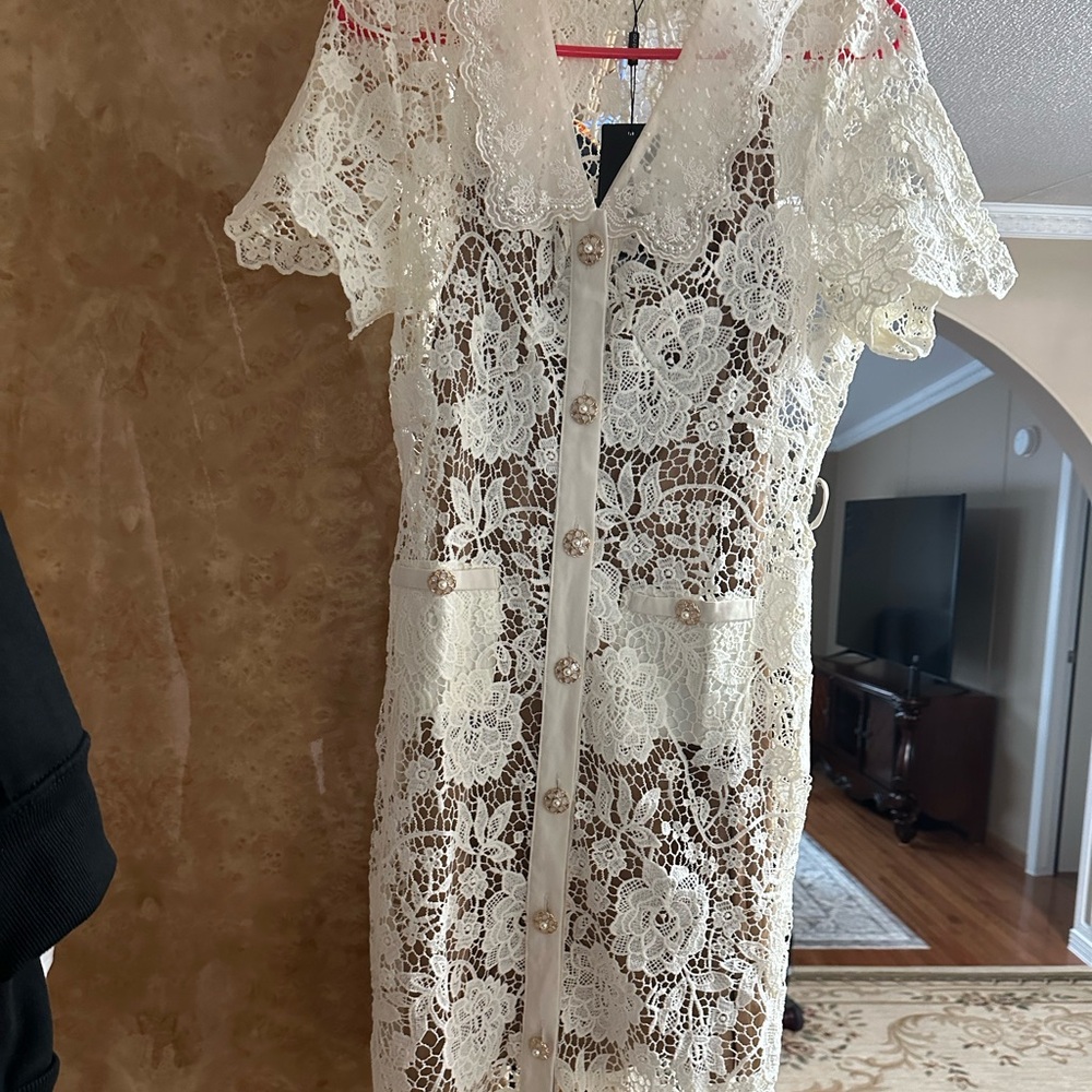 White lace midi dress